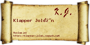 Klapper Jolán névjegykártya