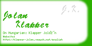 jolan klapper business card